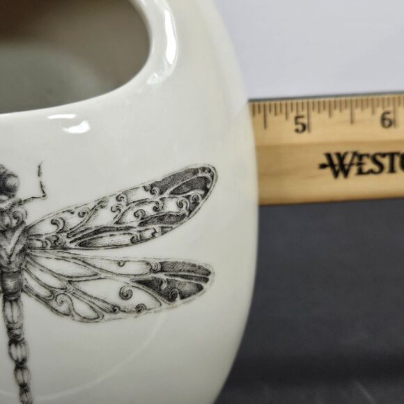 Vtg Wall Pocket Hanging Cream Ceramic Vase Container by Daphne Dragonfly Insect - Picture 8 of 12